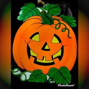 VTG 1981 Cardboard Wall Die Cut Halloween JACK 'O LANTERN 14 by 11 Peck Inc.